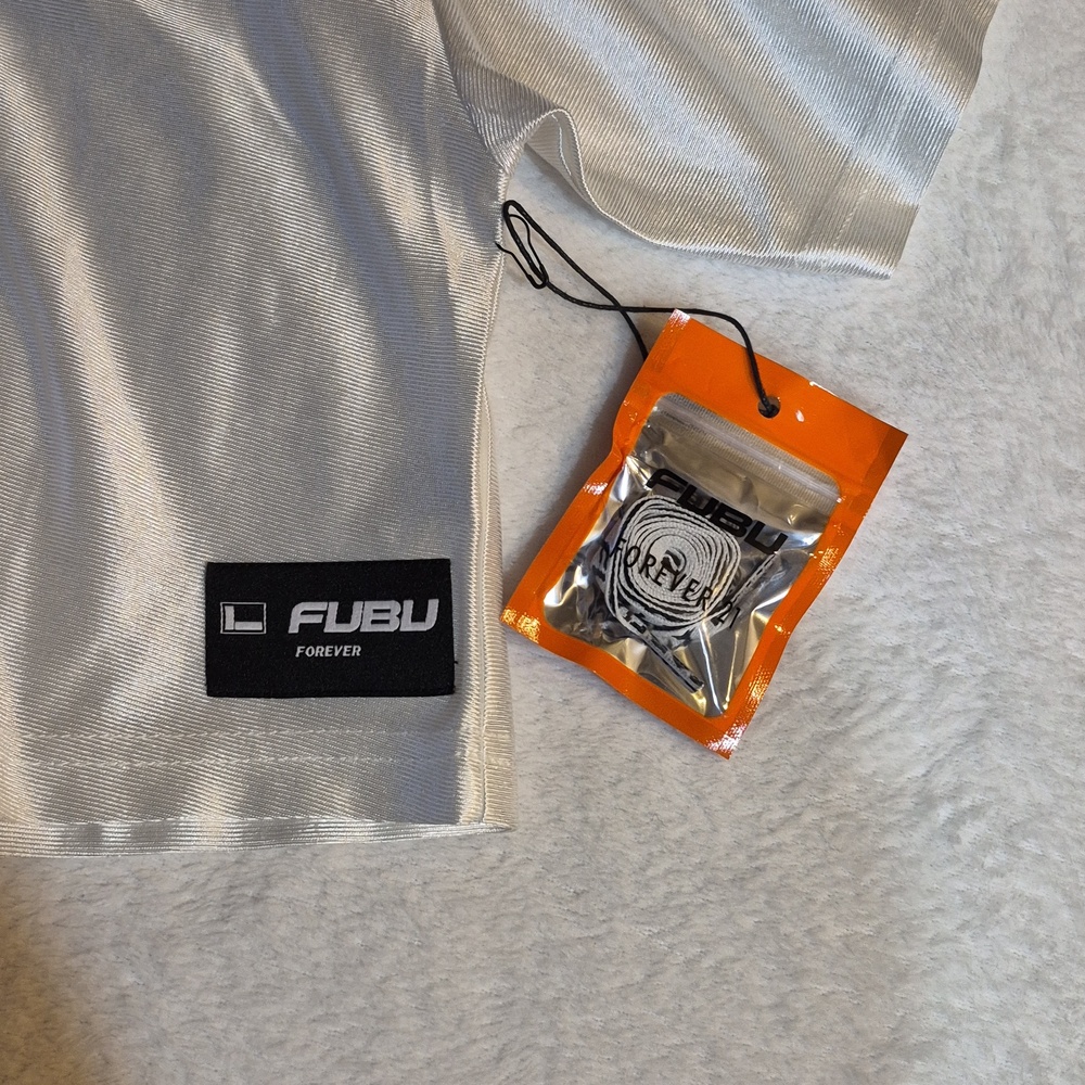 FUBU White Crop Jersey with Neon Green Trim Sz. M - Picture 4 of 6